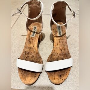 Steve Madden White Cork Sandals